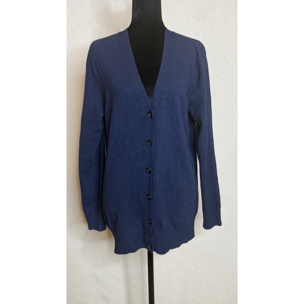 J. Crew Cashmere Blend V Neck Cardigan Navy Knit Sweater | Fit M/L  Oversized